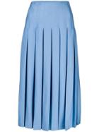 Victoria Beckham Pleated Midi Skirt - Blue
