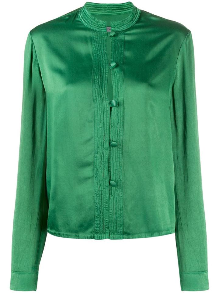 Raquel Allegra Button-down Long-sleeve Blouse - Green