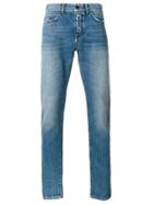 Saint Laurent Low Rise Distressed Trim Jeans - Blue