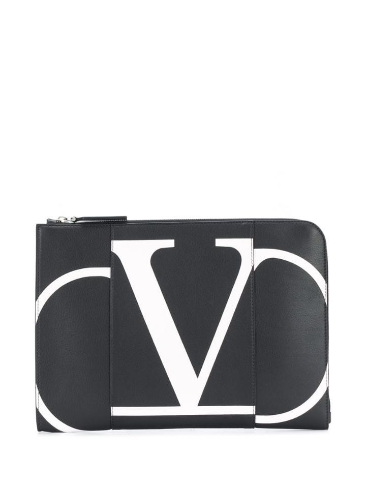 Valentino Valentino Garavani Logo Clutch - Black