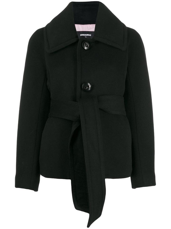 Dsquared2 Single-breasted Belted Jacket - Black