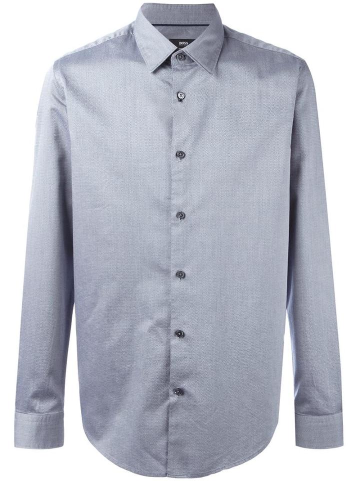 Boss Hugo Boss Classic Long Sleeve Shirt, Men's, Size: Large, Grey, Cotton