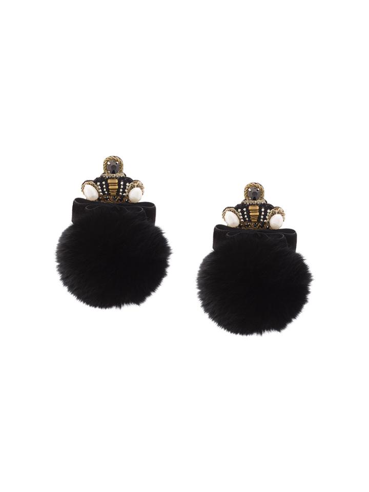 Ranjana Khan Pompom Earrings - Black