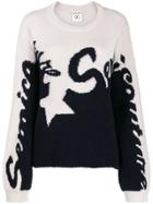 Semicouture Logo Two-tone Knit Sweater - White