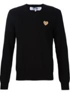 Comme Des Garçons Play Embroidered Heart Jumper, Men's, Size: Xl, Black, Wool