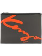 Kenzo - Kenzo Signature Clutch - Men - Leather/polyester - One Size, Grey, Leather/polyester