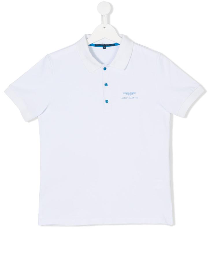 Aston Martin Kids Multi Badge Print Polo Shirt - White