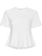 Proenza Schouler Short Sleeve Flare Knit Top - White