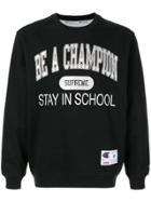 Supreme Champion Stay In School Crew Neck Sweatshirt - Black