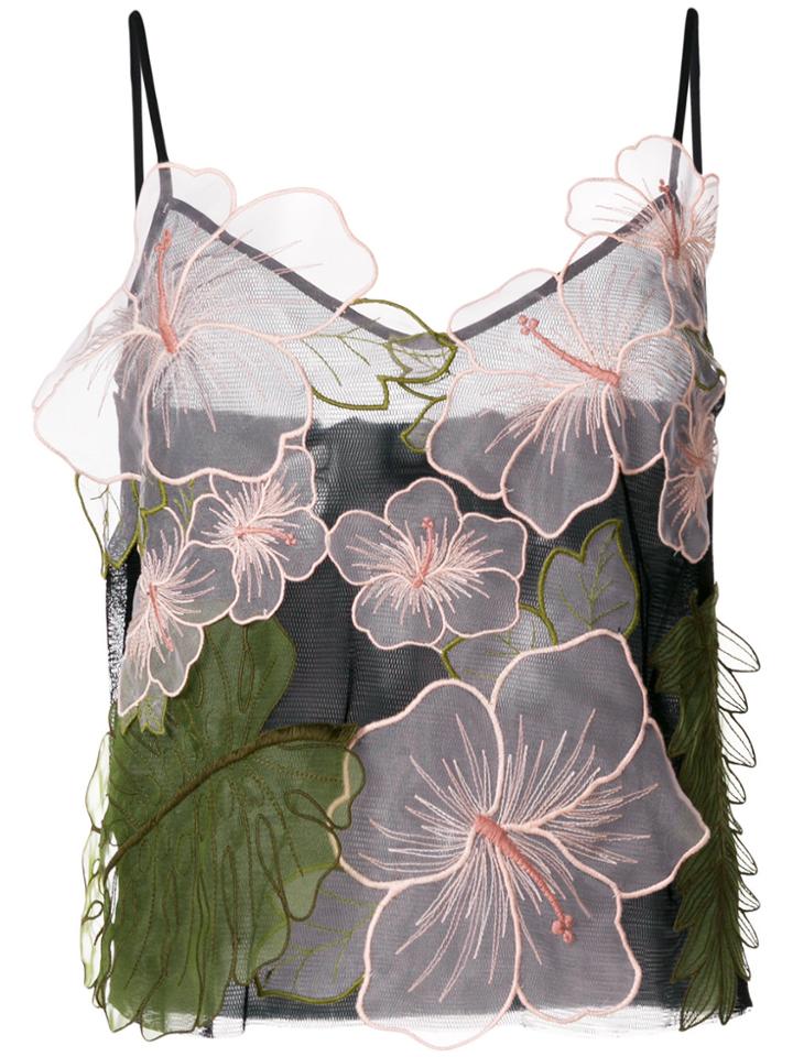 Pinko Floral Embroidered Sheer Blouse - Black