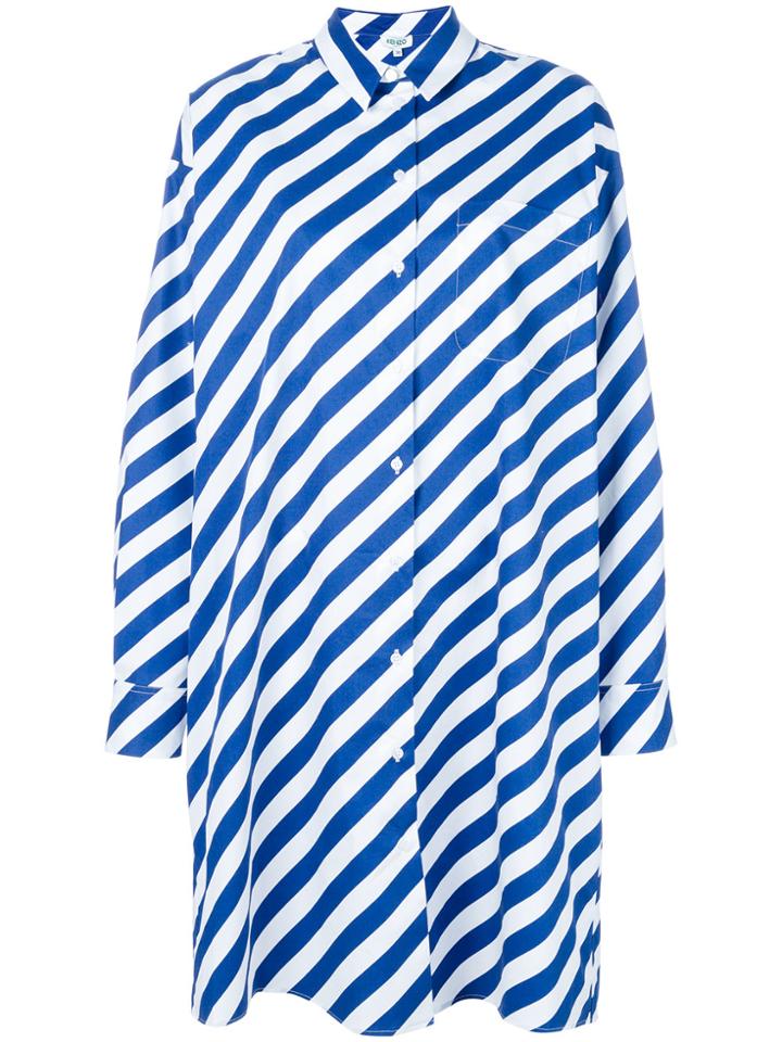 Kenzo Striped Shirt Dress - Blue