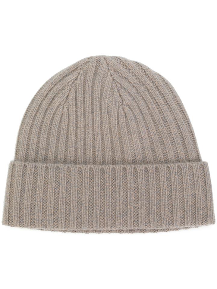 N.peal Chunky Ribbed Knit Beanie Hat - Nude & Neutrals
