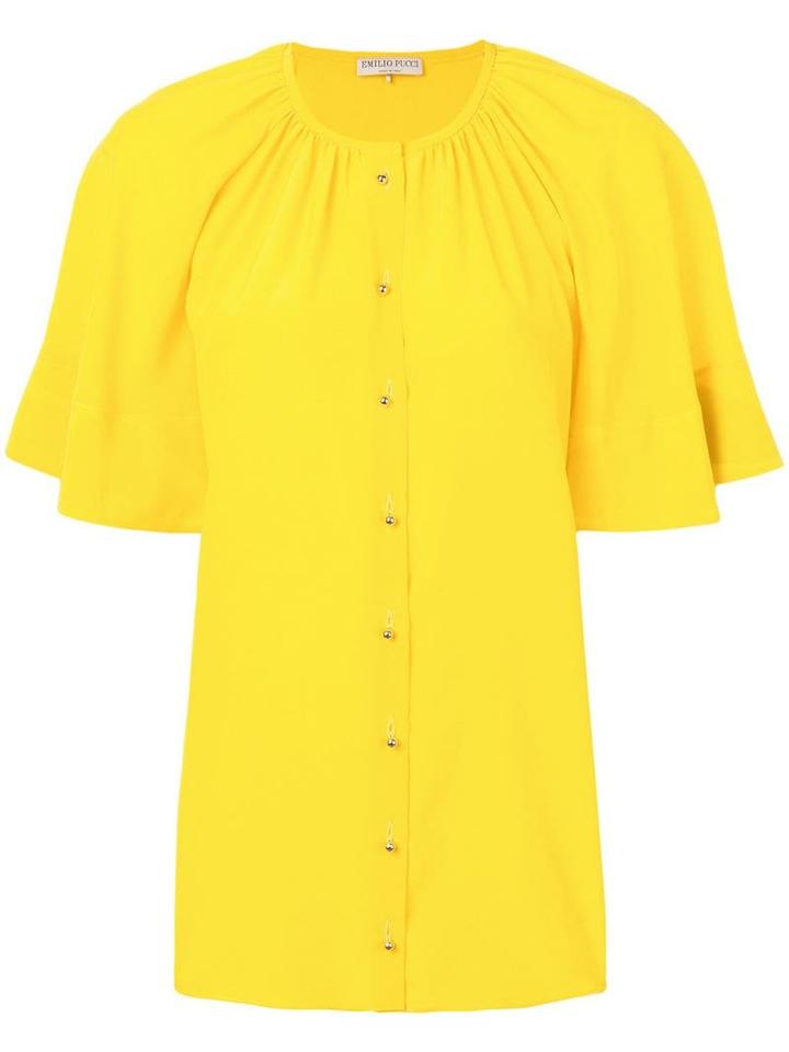 Emilio Pucci Contrast Cuff Gathered Top - Yellow