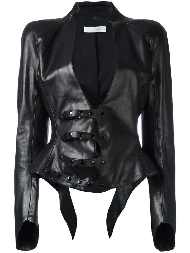 Nina Ricci Vintage Calf Leather Jacket - Black