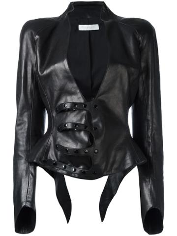 Nina Ricci Vintage Calf Leather Jacket - Black