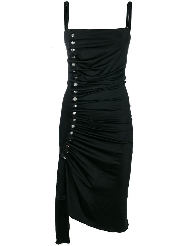 Paco Rabanne Draped Fitted Midi Dress - Black
