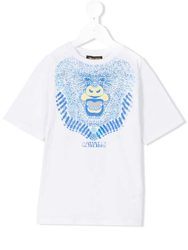 Roberto Cavalli Kids - Monkey Print T-shirt - Kids - Cotton/elastodiene - 12 Yrs, Boy's, White