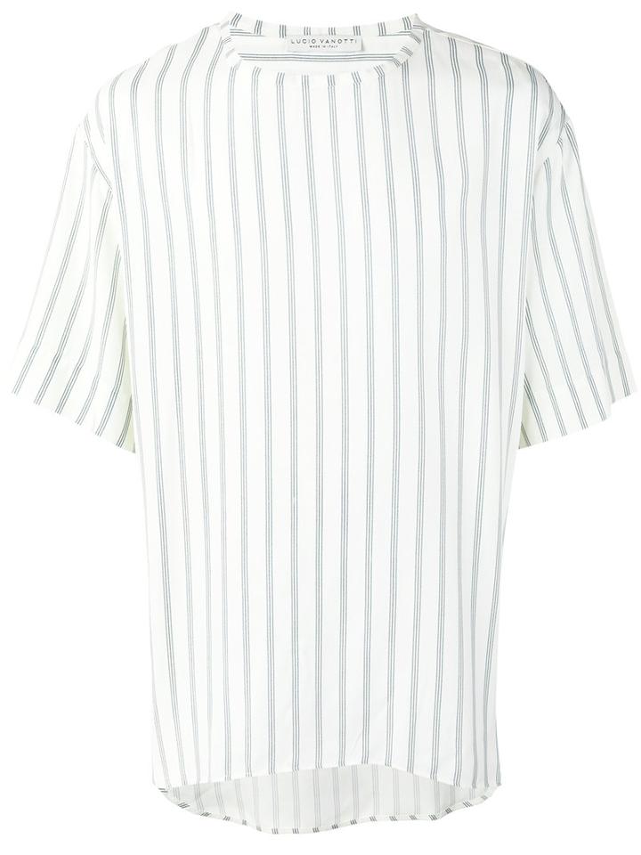 Lucio Vanotti Pinstripe T-shirt, Men's, Size: 4, Nude/neutrals, Viscose