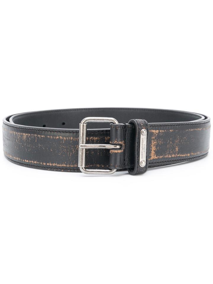 Saint Laurent Motorcycle Buckle Belt - Brown
