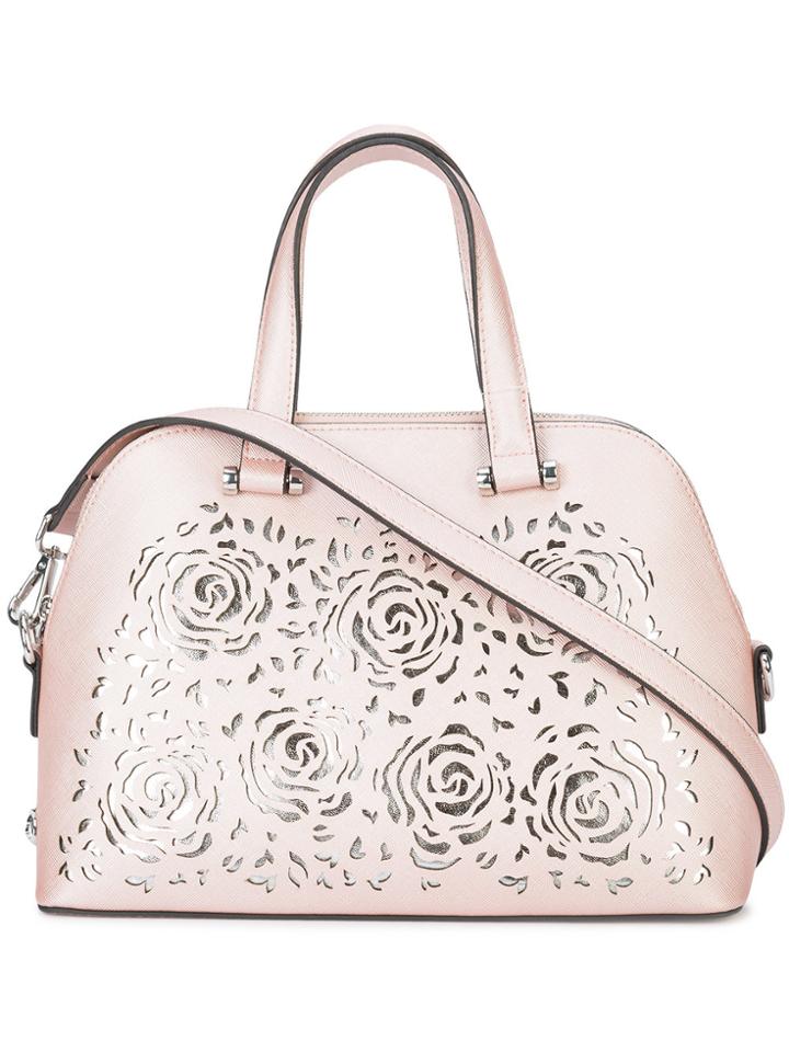 Christian Siriano Floral Cut-out Satchel Bag - Pink & Purple