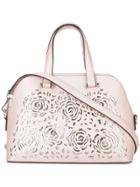 Christian Siriano Floral Cut-out Satchel Bag - Pink & Purple
