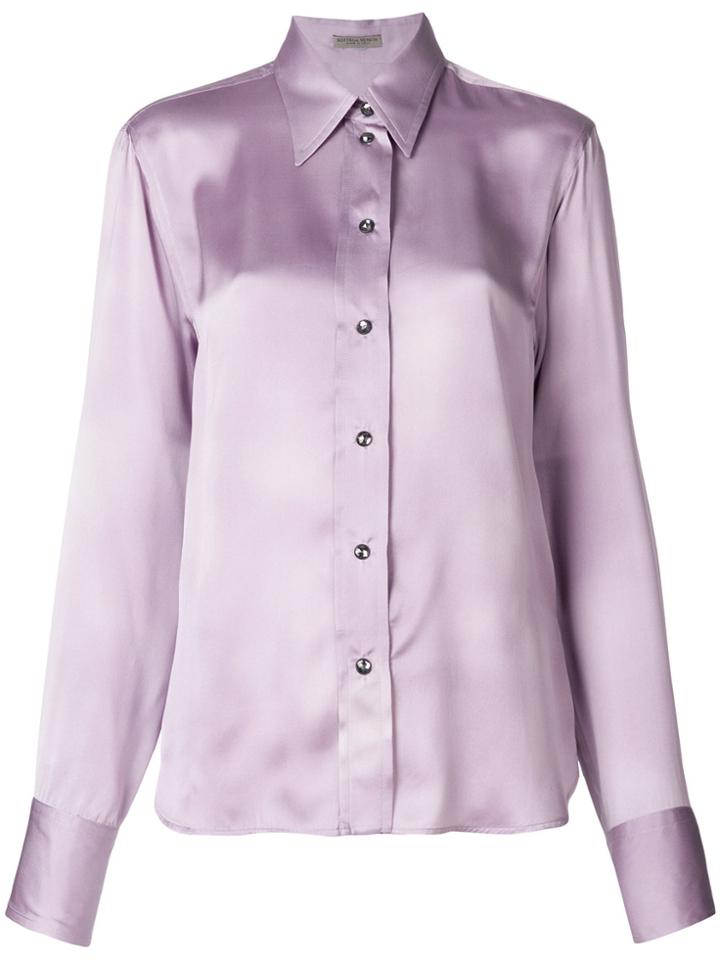 Bottega Veneta Crystal Button Shirt - Pink & Purple