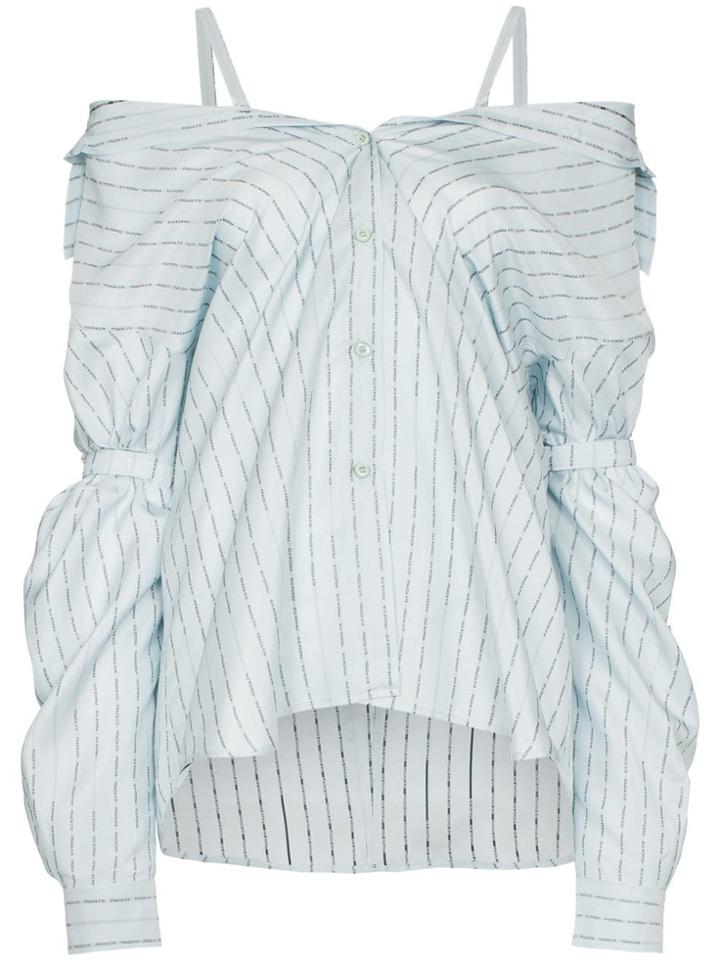 Prada Micro Logo Stripe Multi Strap Shirt - Blue