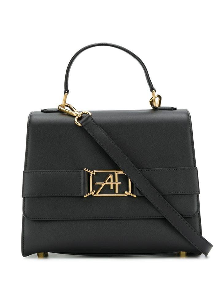 Alberta Ferretti Logo Plaque Tote Bag - Black