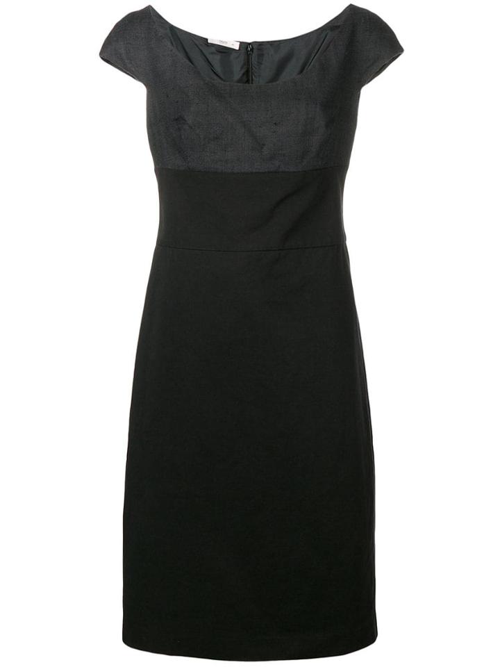 Prada Vintage Two Tone Fitted Dress - Black