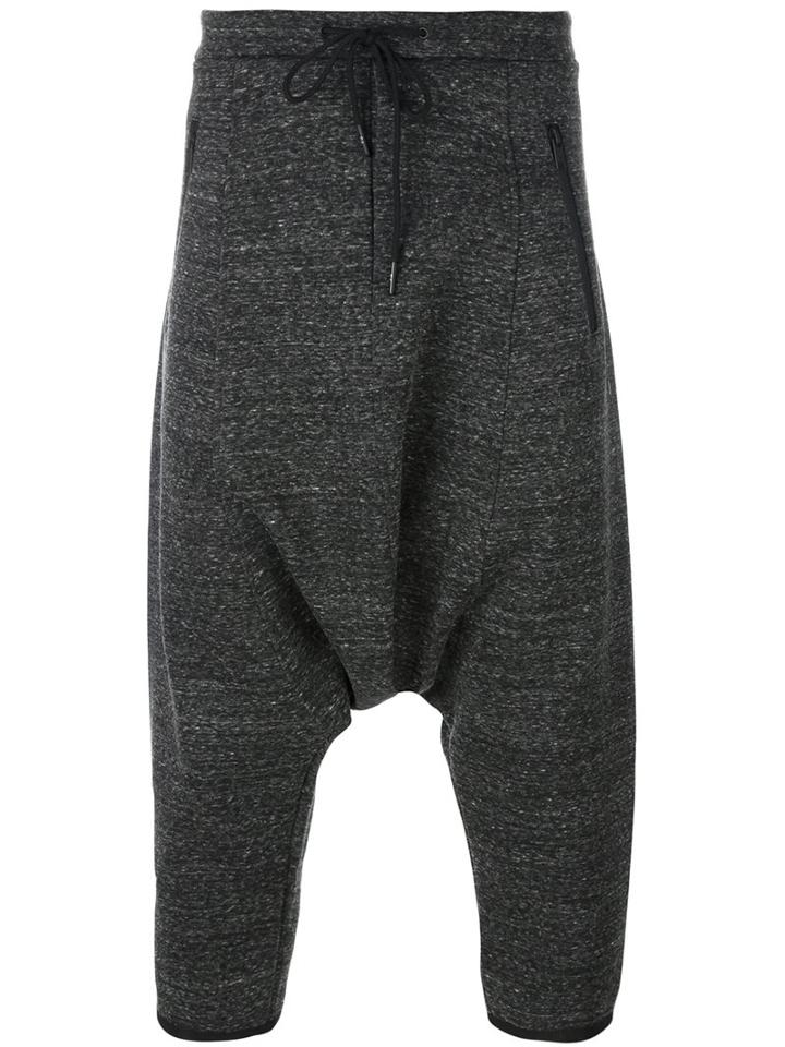 Y-3 Cropped Drop Crotch Trousers, Men's, Size: Xs, Grey, Cotton/polyester