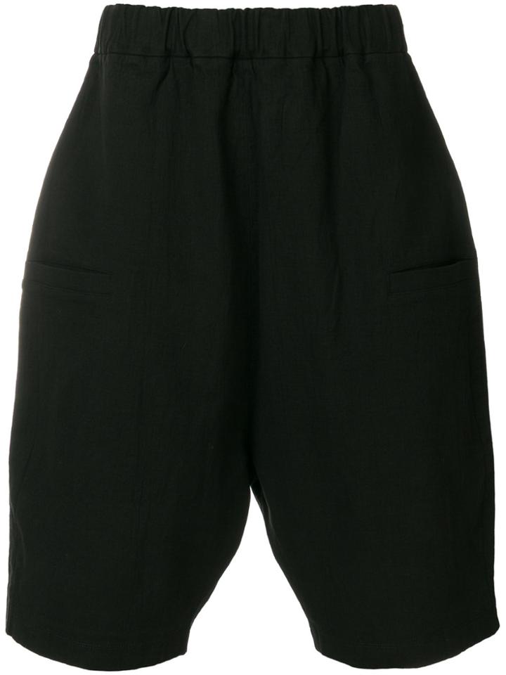10sei0otto Oversized Dropped Crotch Shorts - Black