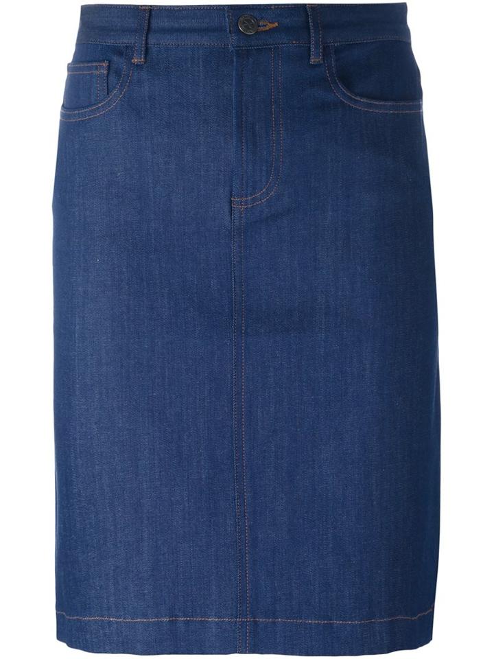 A.p.c. 'high Standard' Denim Skirt, Women's, Size: 38, Blue, Cotton/polyurethane