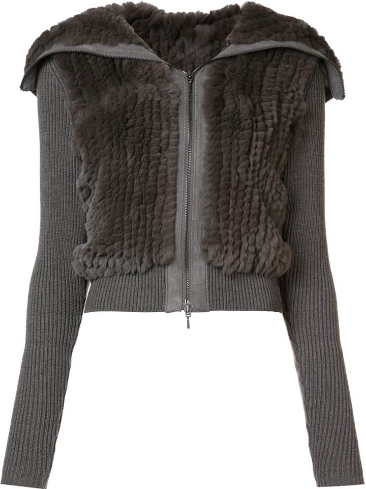 Elie Tahari Zipped Ribbed Jacket