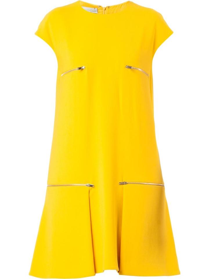 Stella Mccartney Zip Accent Crepe Dress, Women's, Size: 40, Yellow/orange, Spandex/elastane/acetate/viscose