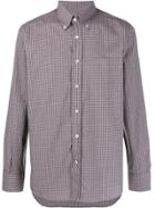 Canali Check-print Buttoned-collar Shirt - Grey