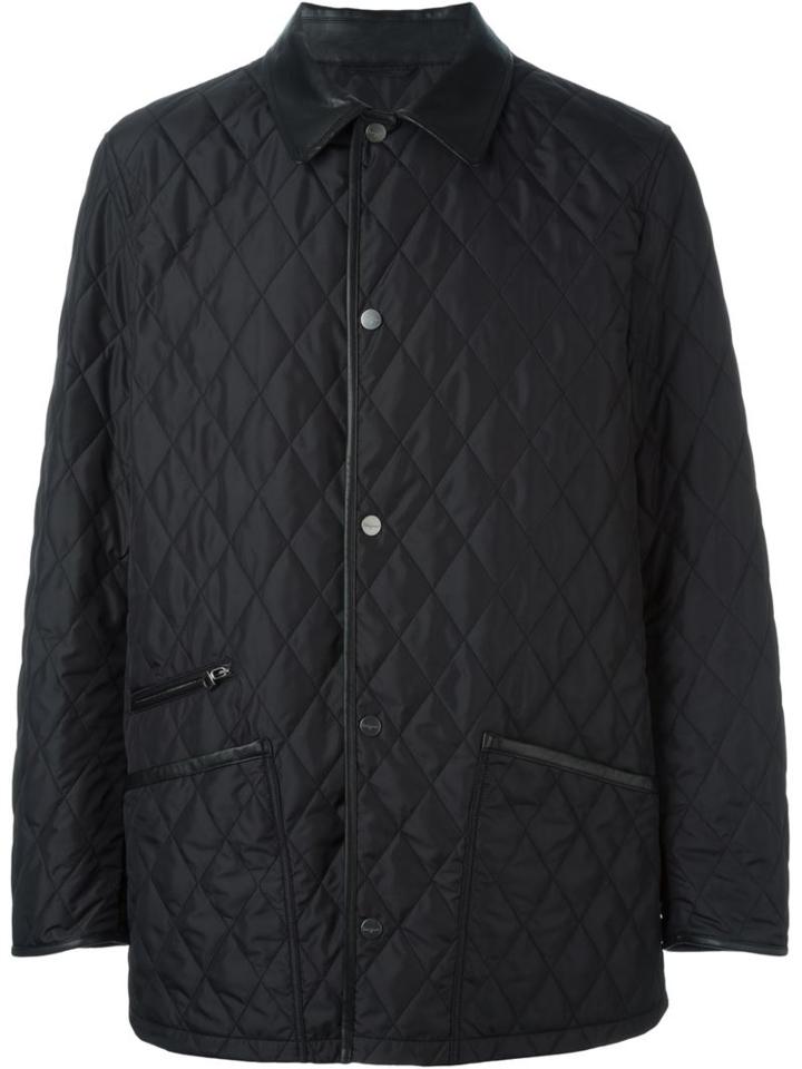 Salvatore Ferragamo Quilted Jacket, Men's, Size: 54, Black, Polyester