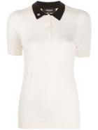Rochas Contrasting Collar Kitted Top - White