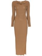 Toteme Arezzo Collared Long-sleeved Ribbed Bodycon Dress - Brown