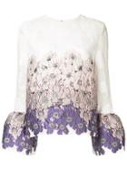 Huishan Zhang Floral Bell Sleeve Blouse - White
