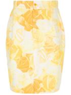 Gianni Versace Vintage Rose Print Pencil Skirt