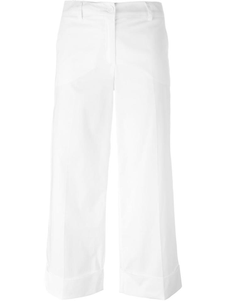 P.a.r.o.s.h. Cuffed Trousers, Women's, Size: Medium, White, Cotton/spandex/elastane