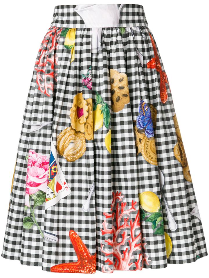 Dolce & Gabbana Printed Gingham Skirt - Black