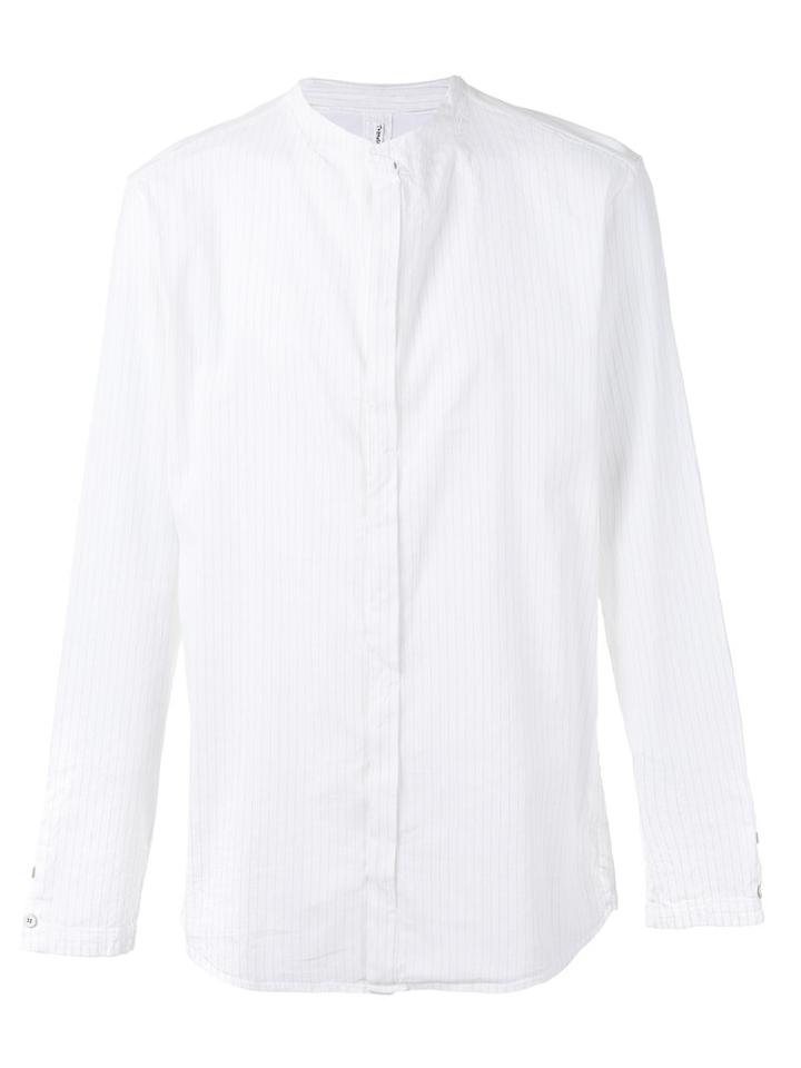 Transit Round Neck Striped Shirt, Men's, Size: Medium, White, Cotton/linen/flax/polyester/viscose