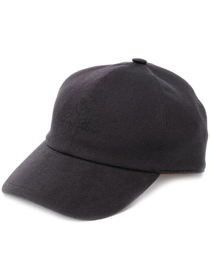 Loro Piana Logo Emboidered Cap - Black