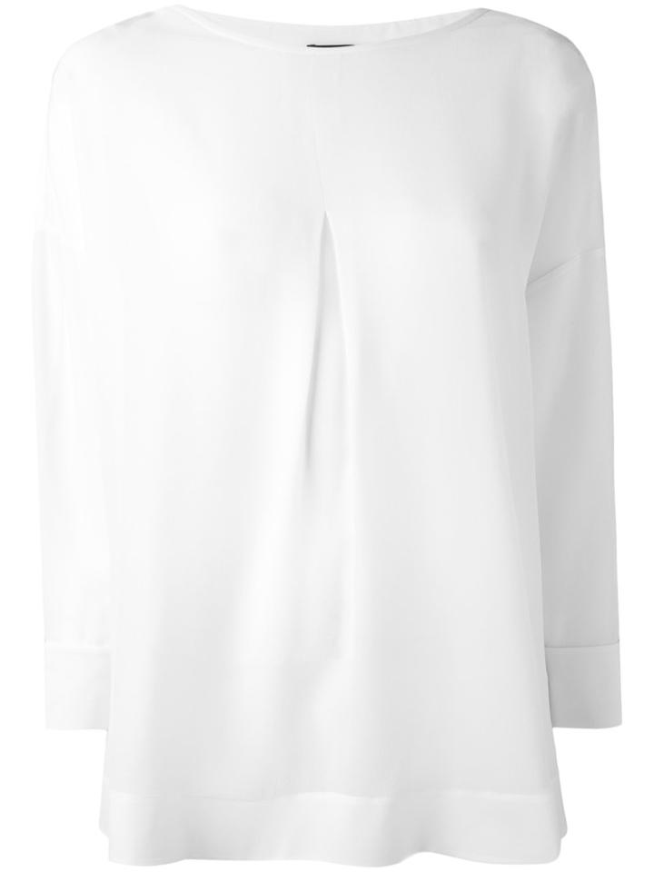 Piazza Sempione - Pleated Front Top - Women - Silk - 44, White, Silk
