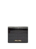 Miu Miu Printed Leather Wallet - Black