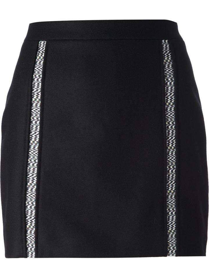 Kenzo 'white Noise' Panel Mini Skirt, Women's, Size: 40, Black, Polyamide/virgin Wool/cashmere/polyester
