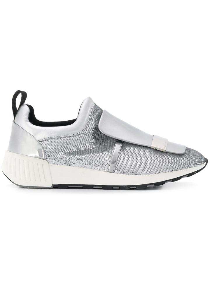 Sergio Rossi Sequin Embellished Slip-on Sneakers - Grey