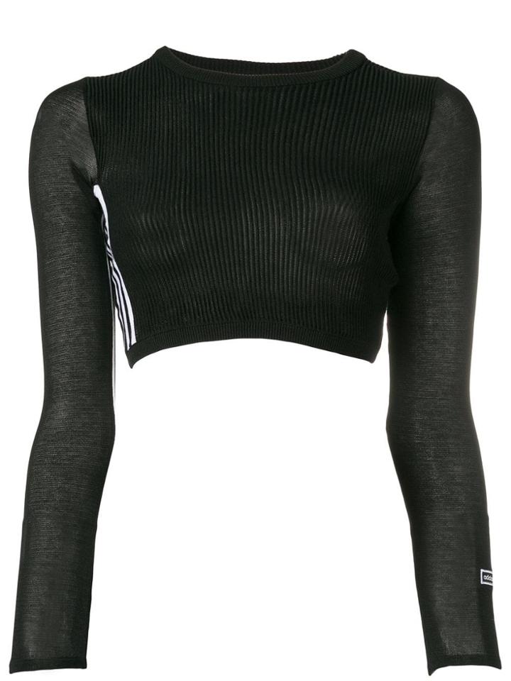 Adidas Ribbed Cropped Jumper - Black
