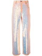 Ashish Sequin Flared Trousers, Women's, Size: Medium, Pink/purple, Cotton/pvc